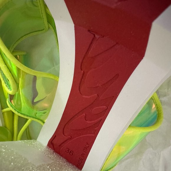 Christian Louboutin LOUBI DUNISS LUG 100 PVC Patent Platform Heels Sandals - Picture 15 of 16